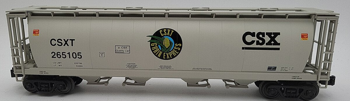 MTH 30-75521 O CSX RailKing 4-Bay Cylindrical Hopper Car #265105 EX/Box
