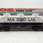Lionel 6-9279 O Gauge Magnolia 3-Dome Tank Car VG/Box