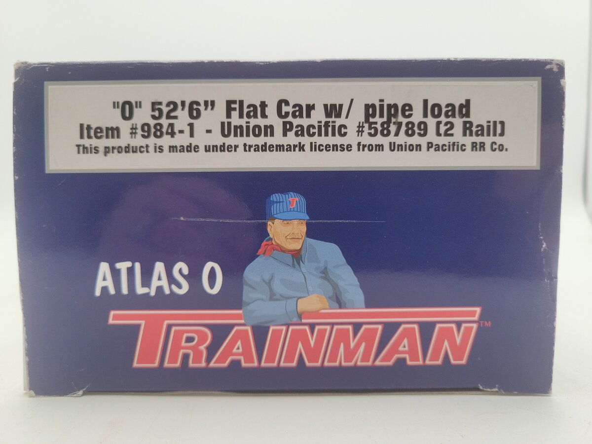 Atlas 984-1 O Scale Union Pacific Flat Car w/ Pipe Load #58789 (2 Rail) EX/Box