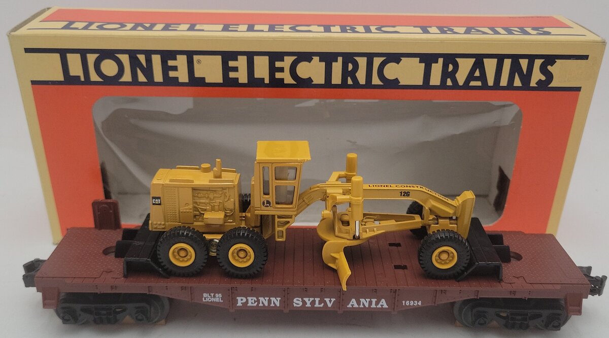 Lionel 6-16934 O Gauge Pennsylvania Flatcar w/Ertl Road Grader EX/Box