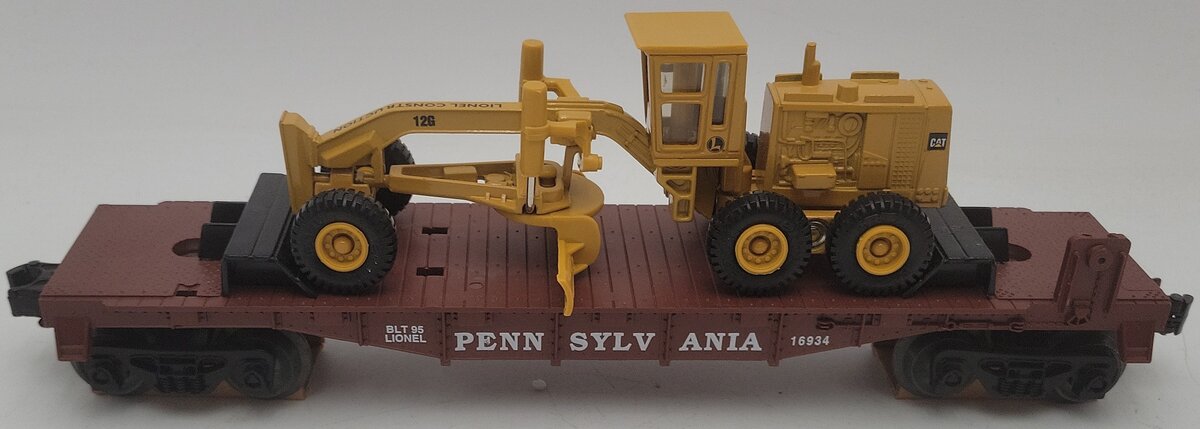 Lionel 6-16934 O Gauge Pennsylvania Flatcar w/Ertl Road Grader EX/Box