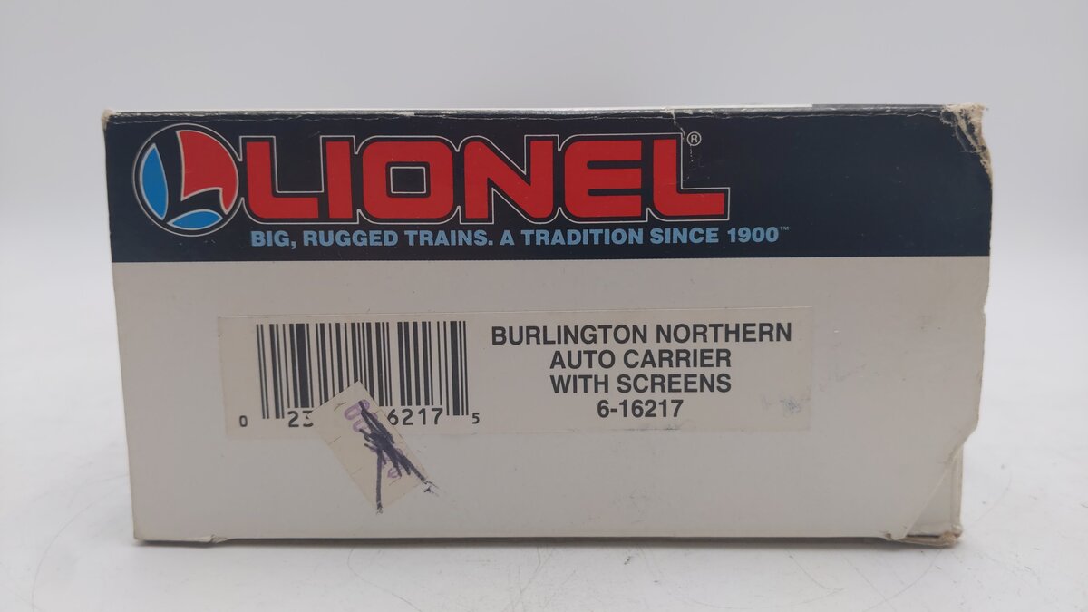 Lionel 6-16217 O Gauge Burlington Northern Auto Carrier with Screens EX/Box