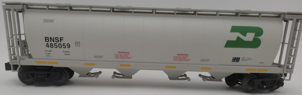 MTH 30-75523 O Gauge BNSF 4-Bay Cylindrical Hopper Car #485059 EX/Box