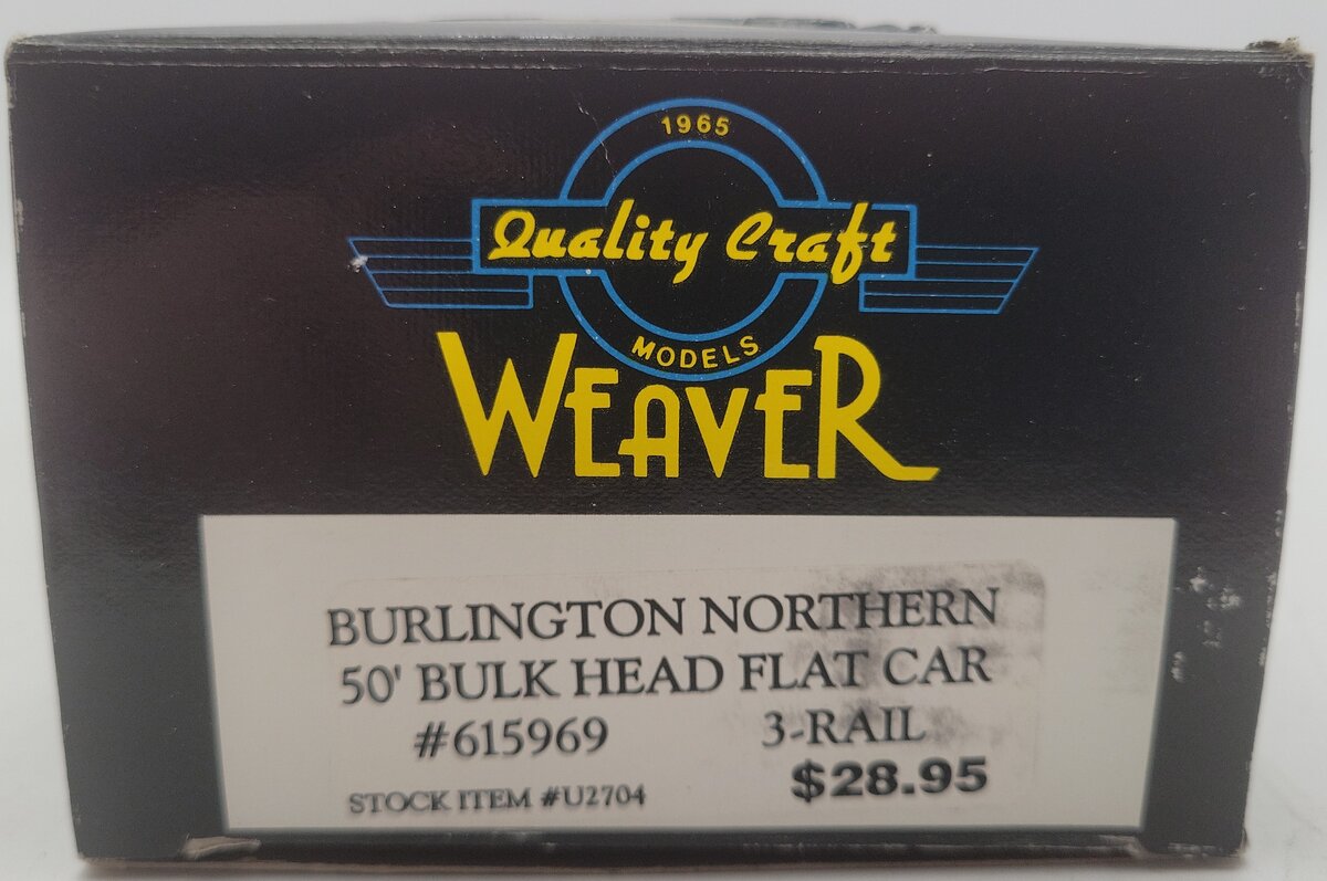 Weaver U2704 O Gauge Burlington Northern Flat Car #615944 - 3-Rail EX/Box