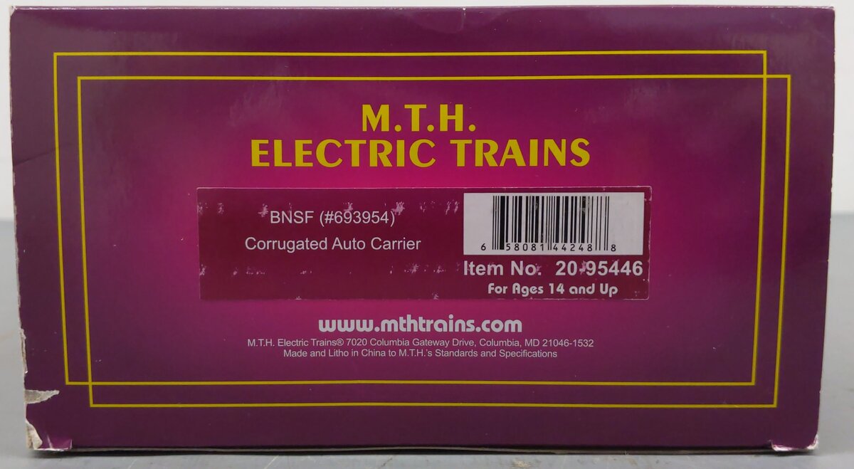 MTH 20-95446 O Gauge BNSF Corrugated Auto Carrier #693954 EX/Box