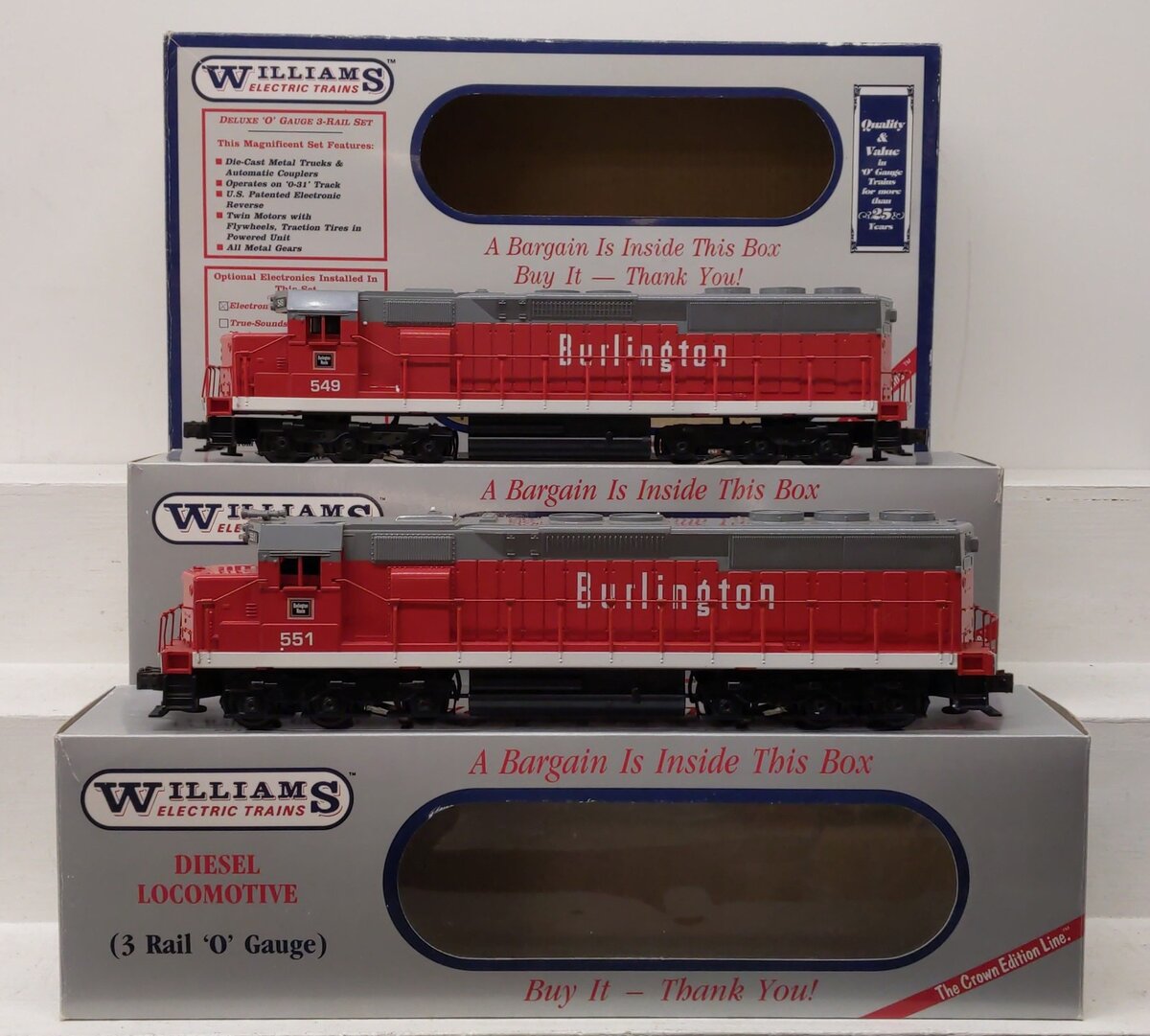 Williams SD205H O Burlington SD-45 Diesel A-A W/Horn #549/551 EX/Box
