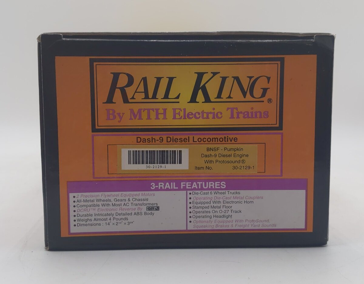 MTH 30-2129-1 O BNSF Pumpkin Dash-9 Diesel Engine w/PS1 #740 LN/Box