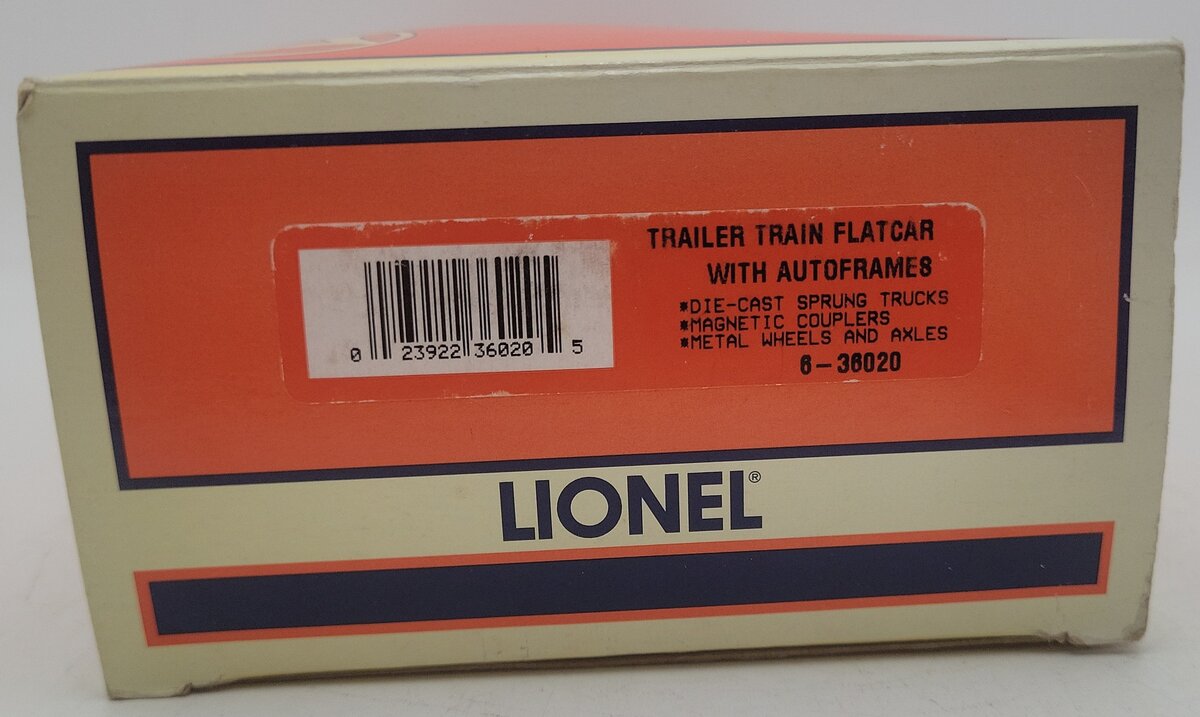 Lionel 6-36020 O Gauge TTX Trailer Train Flatcar w/ John Deere Crane #9-6424 EX/Box