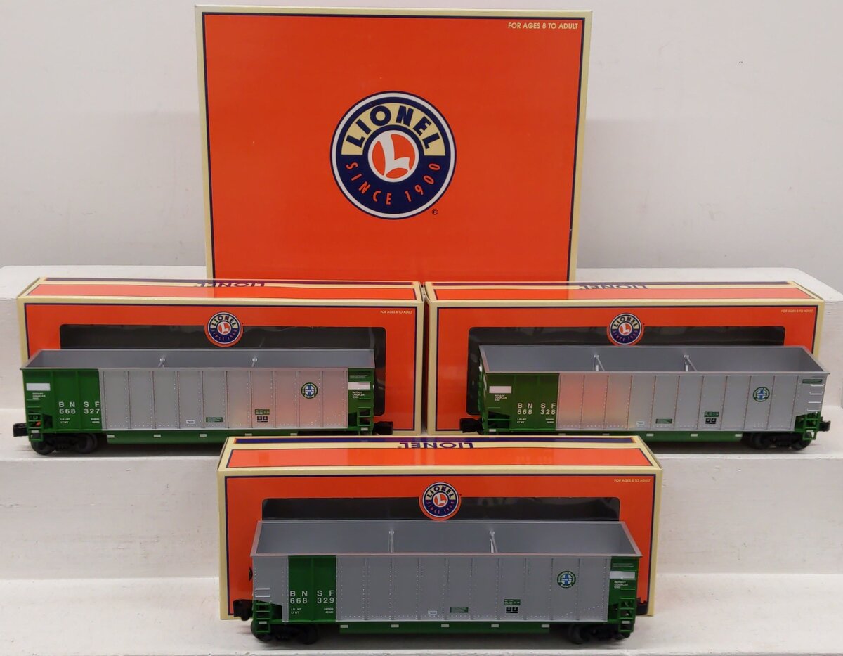 Lionel 6-17433 O Gauge BNSF Bathtub 3-Car Gondola Set #668327/#668328/#668329 EX/Box