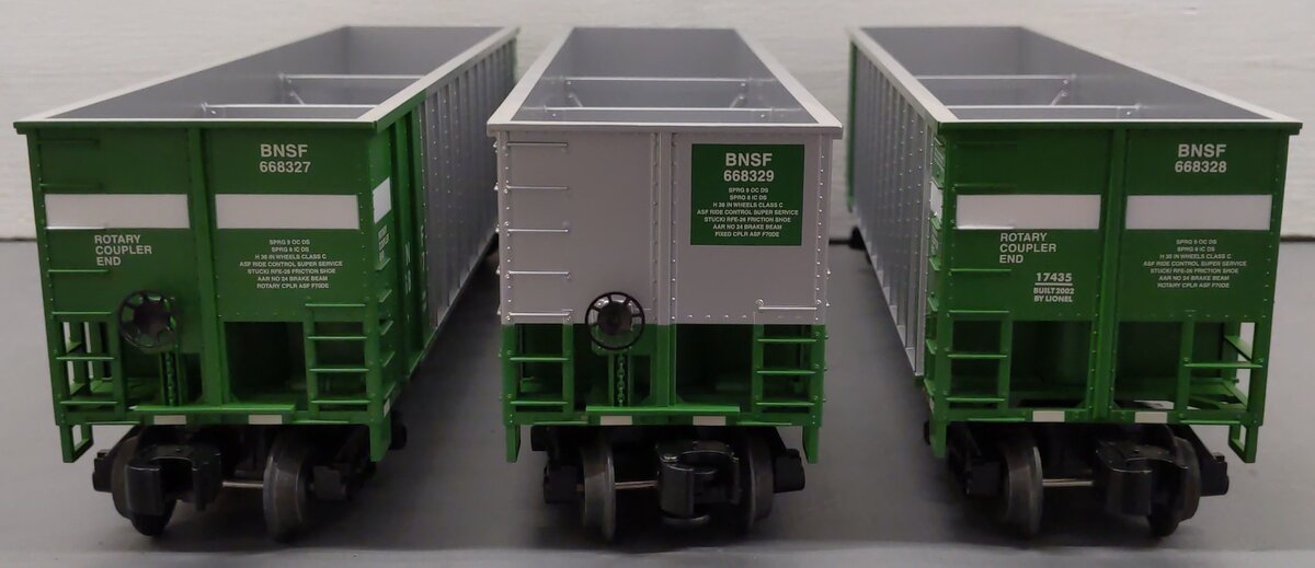 Lionel 6-17433 O Gauge BNSF Bathtub 3-Car Gondola Set #668327/#668328/#668329 EX/Box