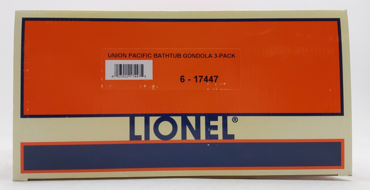 Lionel 6-17447 O Gauge Union Pacific Bathtub Gondolas (Set of 3) EX/Box