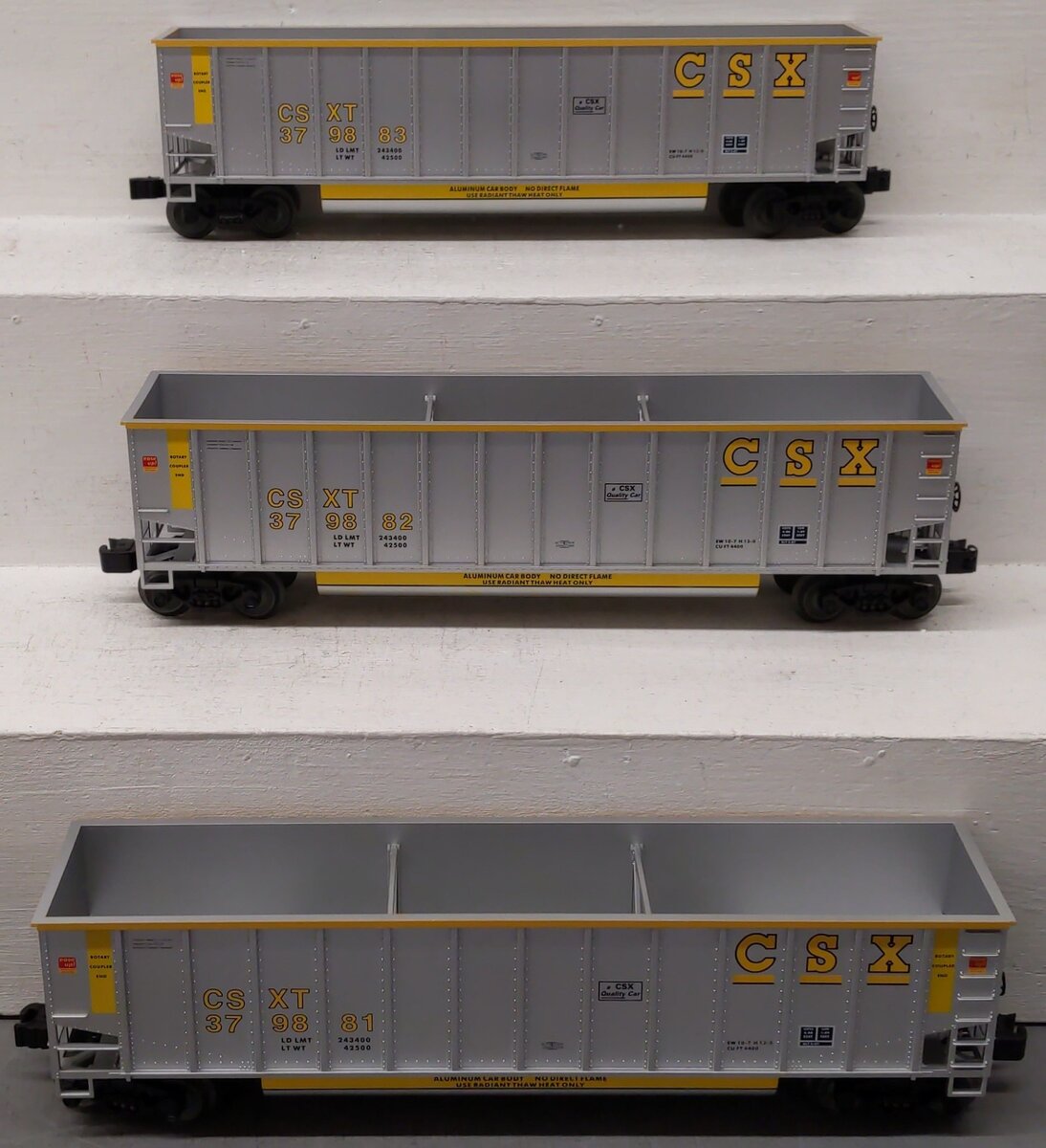 Lionel 6-17421 O Gauge CSX Rotary Bathtub Gondolas (Set of 3) EX/Box