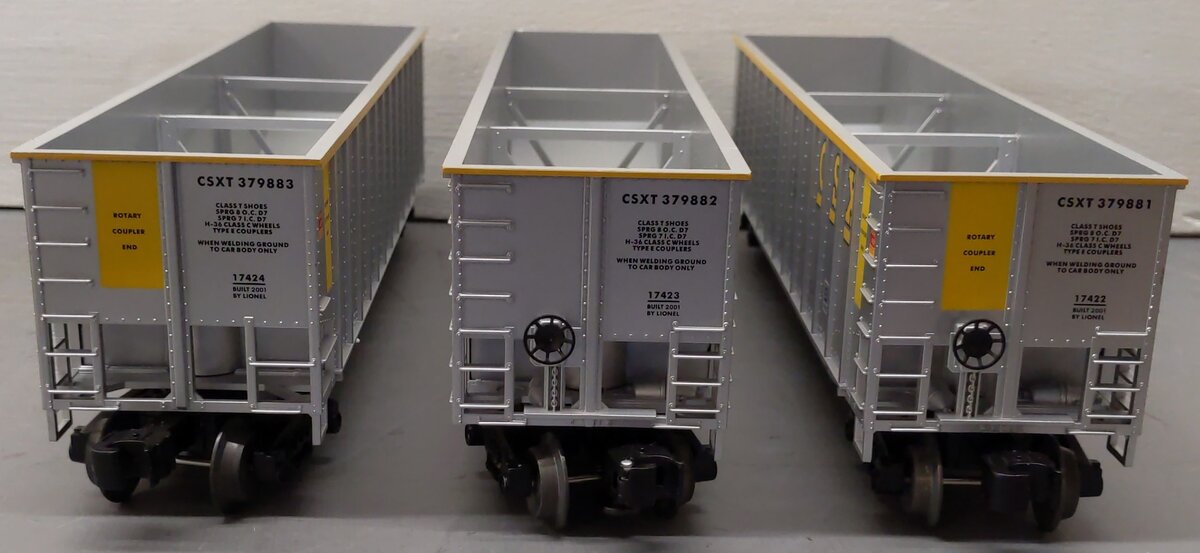 Lionel 6-17421 O Gauge CSX Rotary Bathtub Gondolas (Set of 3) EX/Box