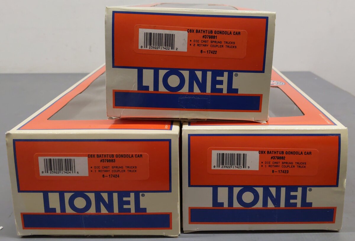 Lionel 6-17421 O Gauge CSX Rotary Bathtub Gondolas (Set of 3) EX/Box