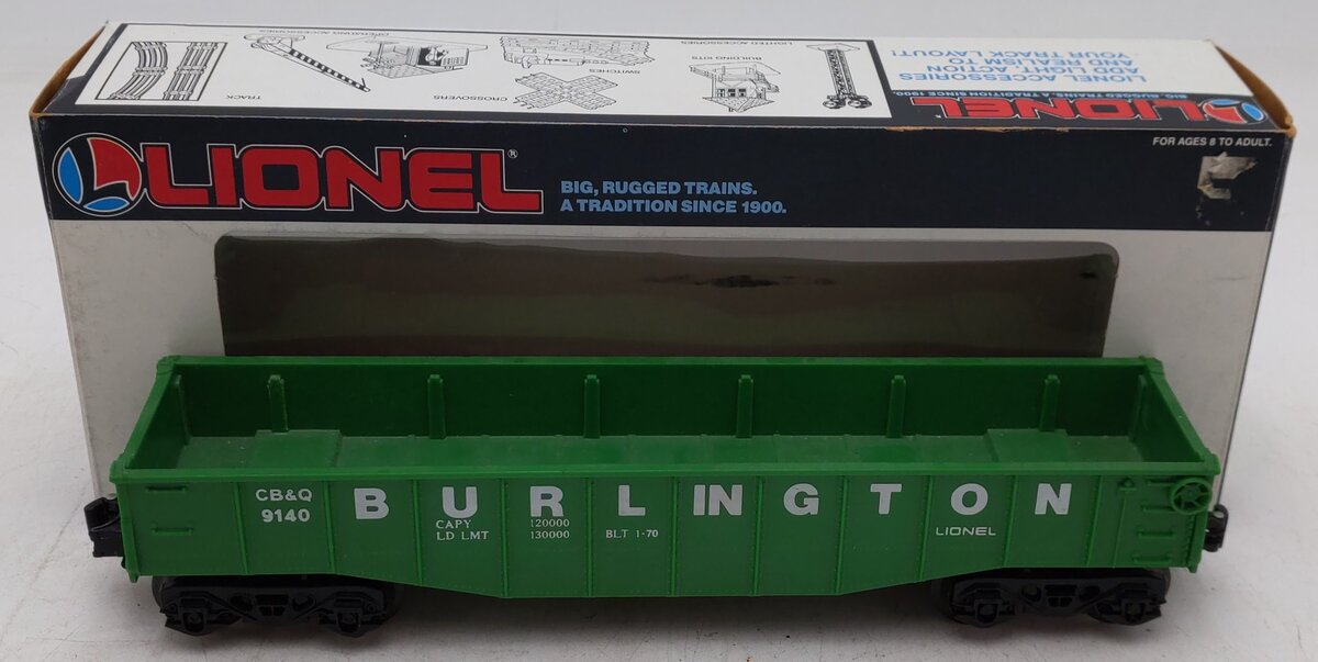 Lionel 6-9140 O Gauge Burlington Gondola EX/Box