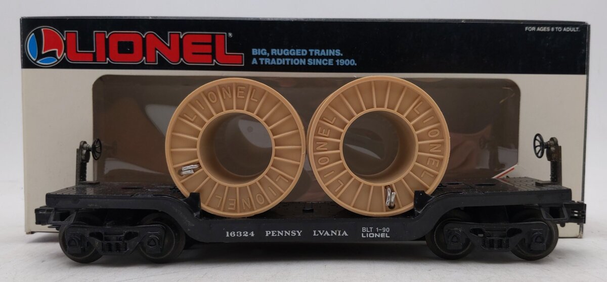Lionel 6-16324 O Gauge Pennsylvania Depressed Center Flatcar with Cable Reels EX/Box