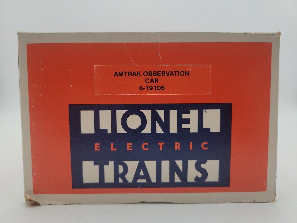 Lionel 6-19106 O Gauge Amtrak Aluminum Observation Passenger Car #9106 EX/Box