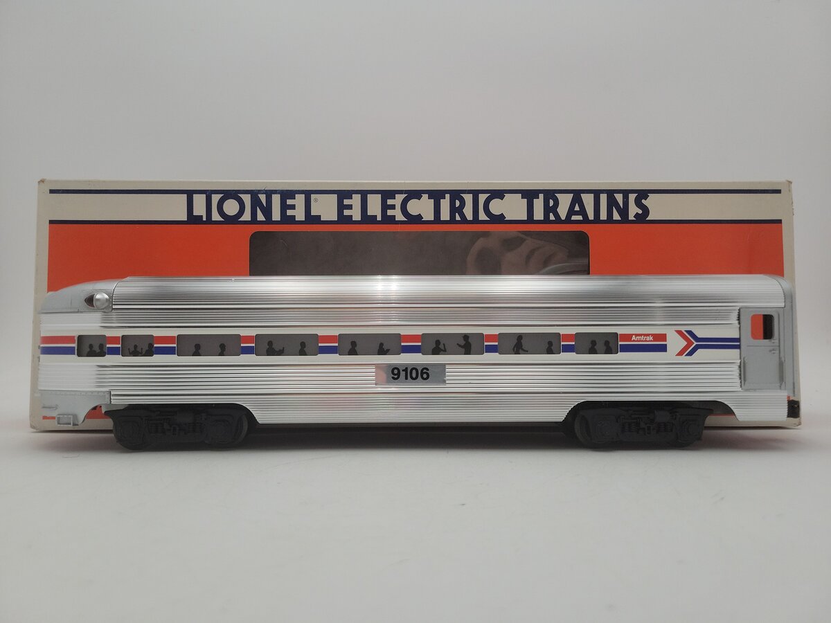 Lionel 6-19106 O Gauge Amtrak Aluminum Observation Passenger Car #9106 EX/Box
