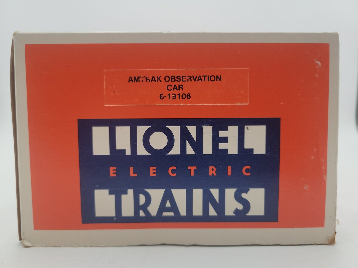 Lionel 6-19106 O Gauge Amtrak Aluminum Observation Passenger Car #9106 EX/Box