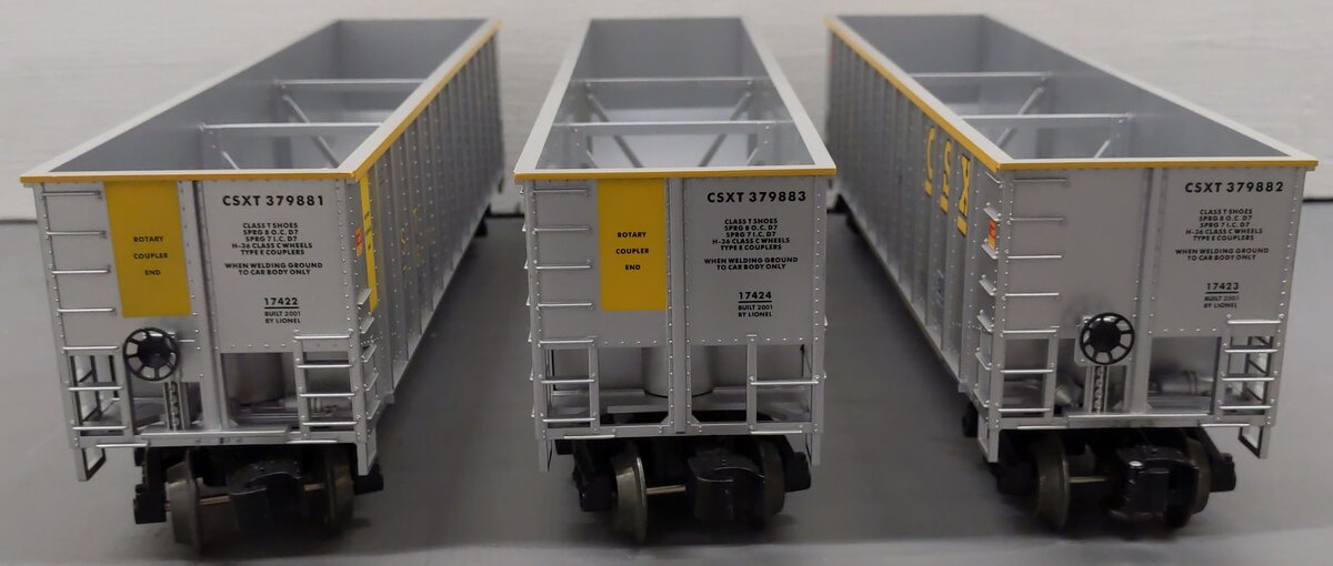 Lionel 6-17421 O Gauge CSX Rotary Bathtub Gondolas (Set of 3) EX/Box