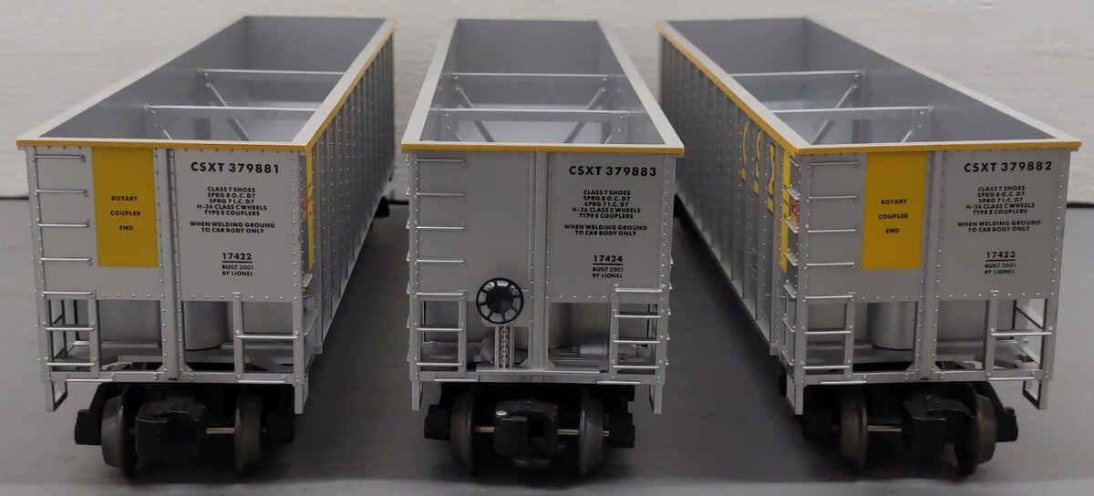 Lionel 6-17421 O Gauge CSX Rotary Bathtub Gondolas (Set of 3) EX/Box