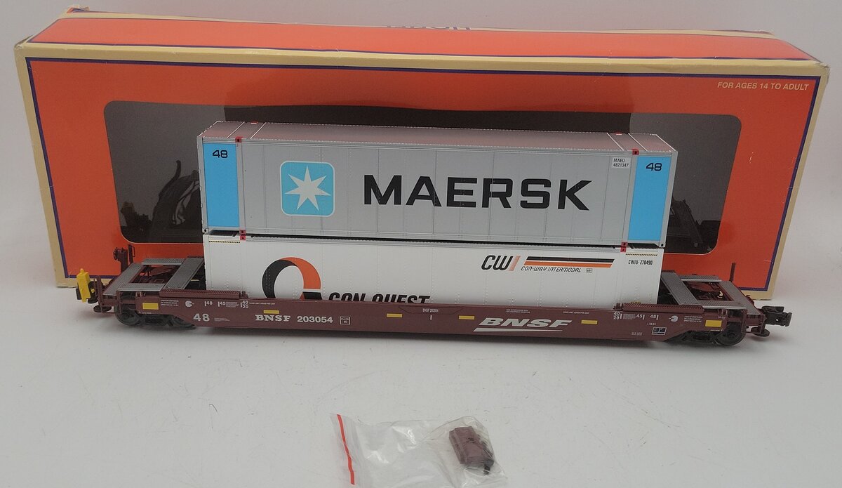 Lionel 6-85068 O Burlington Northern Santa Fe Husky Stack with EOT #203054 EX/Box