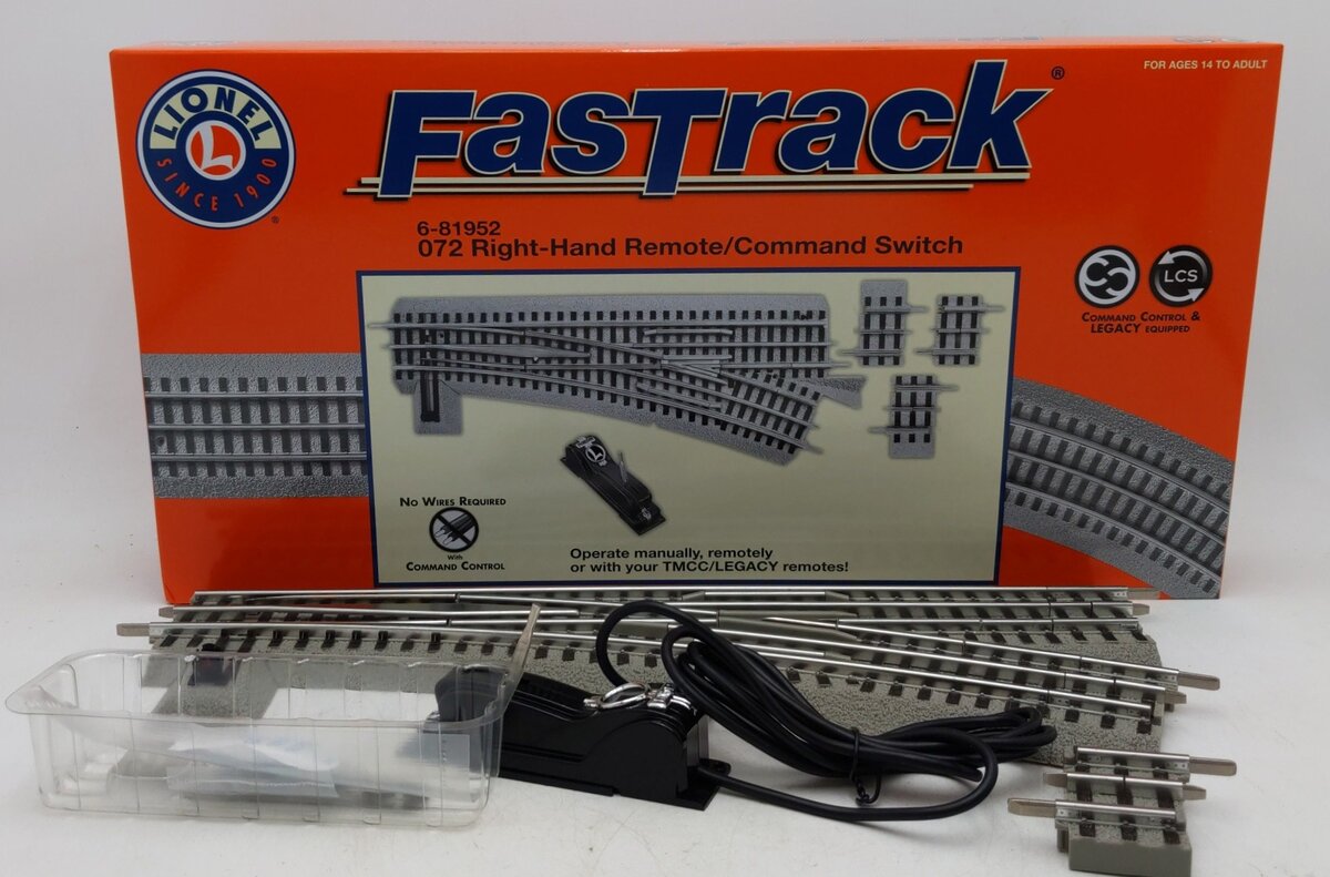Lionel 6-81952 O-72 Right Hand Fastrack Remote/Command Switch Turnout EX/Box