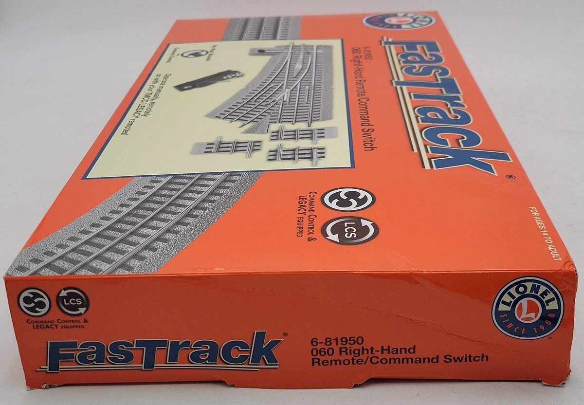 Lionel 6-81950 O O60 FasTrack Remote Right Hand Remote Command Switch Turnout LN/Box