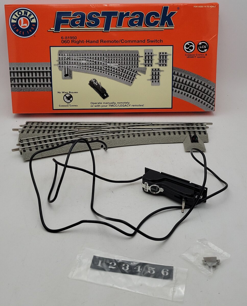 Lionel 6-81950 O O60 FasTrack Remote Right Hand Remote Command Switch Turnout LN/Box