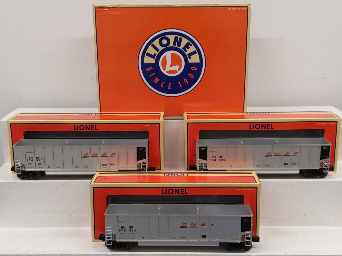 Lionel 6-17482 O Gauge BNSF Bathtub Gondolas (Pack of 3) EX/Box