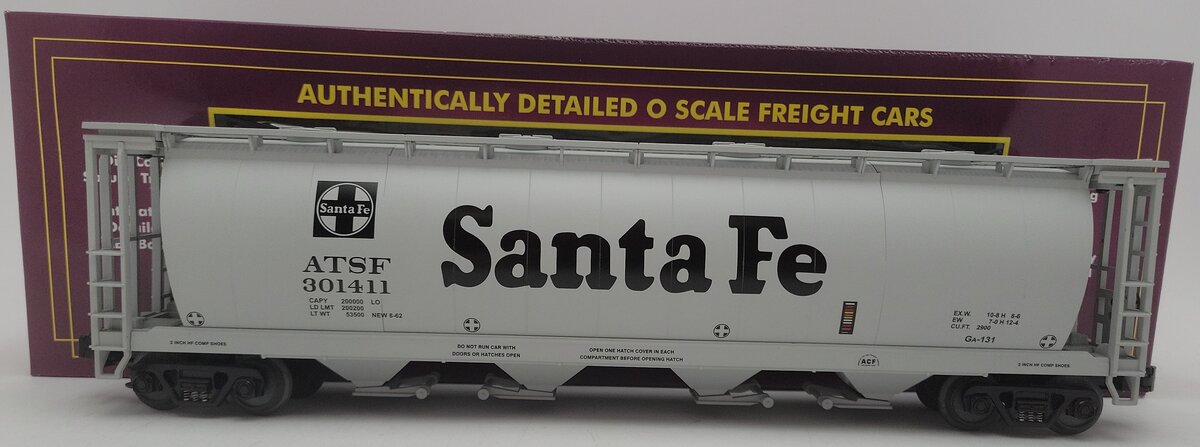 MTH 20-97421 Santa Fe 4-Bay Cylindrical Hopper #301411 EX/Box