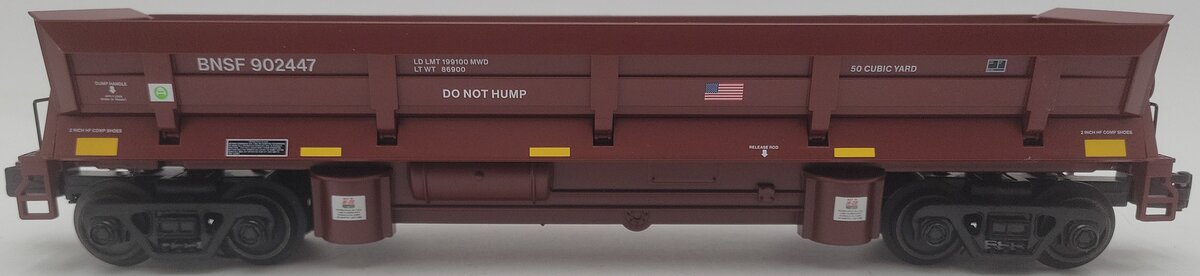 Atlas 3009962-4 O Burlington Northern Santa Fe Brown 3-Rail Operating Dump Car EX/Box