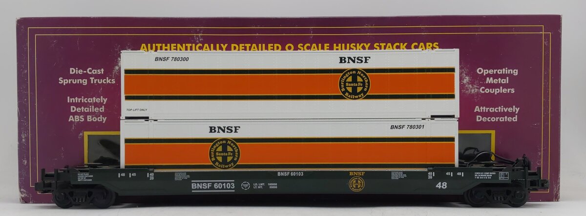 MTH 20-95009 O BNSF Husky Stack Container Car w/ETD EX/Box