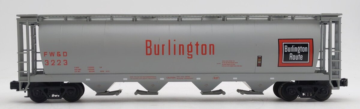 MTH 20-97410 O Gauge Burlington 4-Bay Cylindrical Hopper #3223 EX/Box