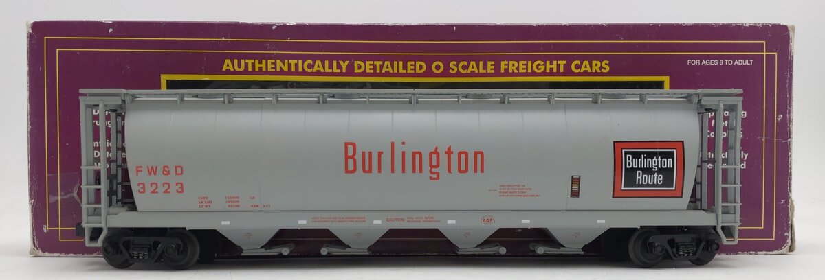 MTH 20-97410 O Gauge Burlington 4-Bay Cylindrical Hopper #3223 EX/Box