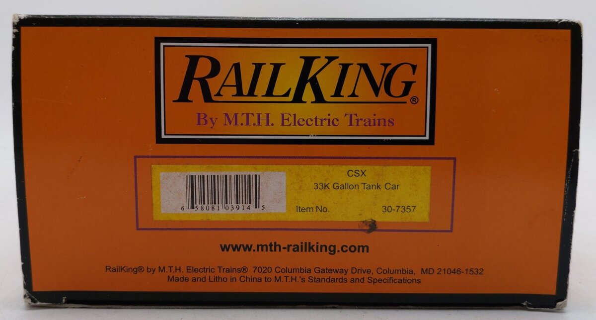 MTH 30-7357 CSX 33K Gallon Tank Car EX/Box