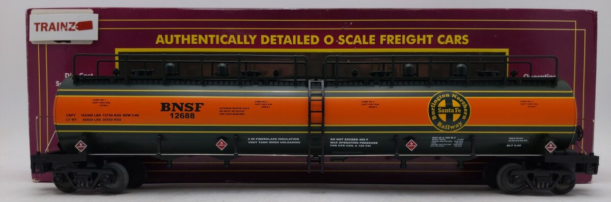 MTH 20-96010 O Gauge BNSF 20K Gallon 4-Compartment Tank Car #12688 EX/Box