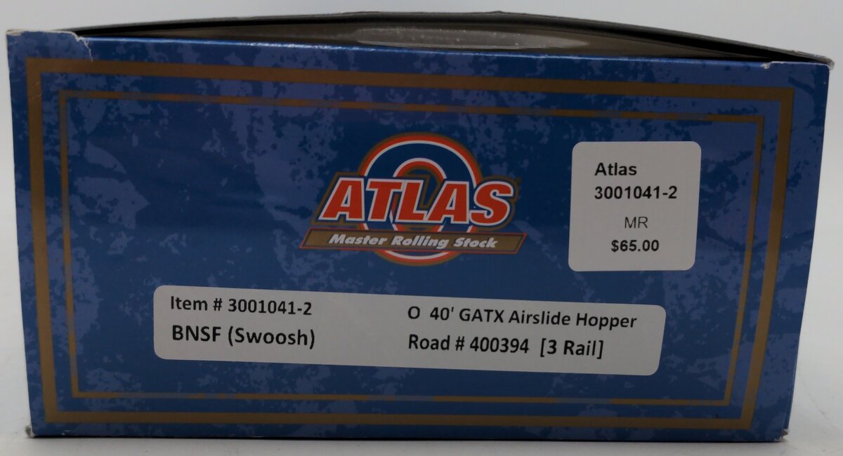 Atlas 3001041-2 O Gauge BNSF/GATX 40' Airslide Hopper #400394 (3-Rail) EX/Box
