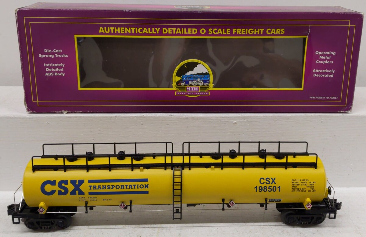 MTH 20-96023 O CSX 20,000 Gallon 4-Compartment Tank Car #198501 EX/Box