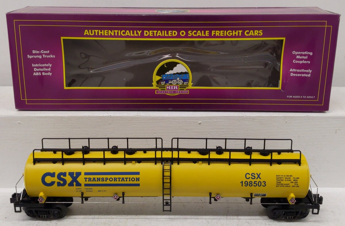 MTH 20-96023 O CSX 20,000 Gallon 4-Compartment Tank Car #198503 EX/Box