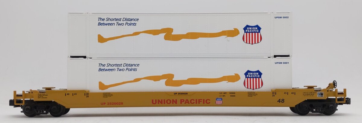 MTH 20-95007 O Gauge Union Pacific Husky Stack Car w/ Containers #2520028 EX/Box