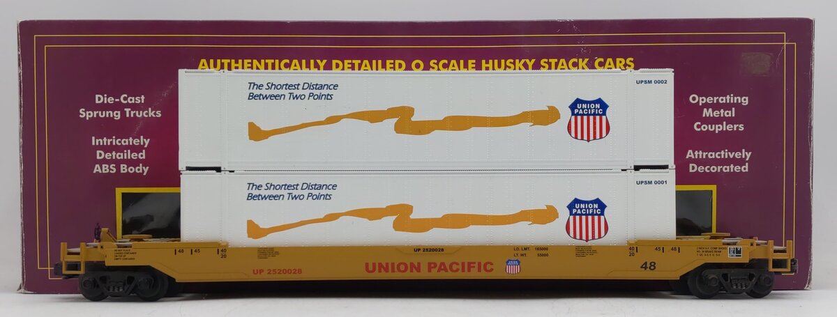 MTH 20-95007 O Gauge Union Pacific Husky Stack Car w/ Containers #2520028 EX/Box