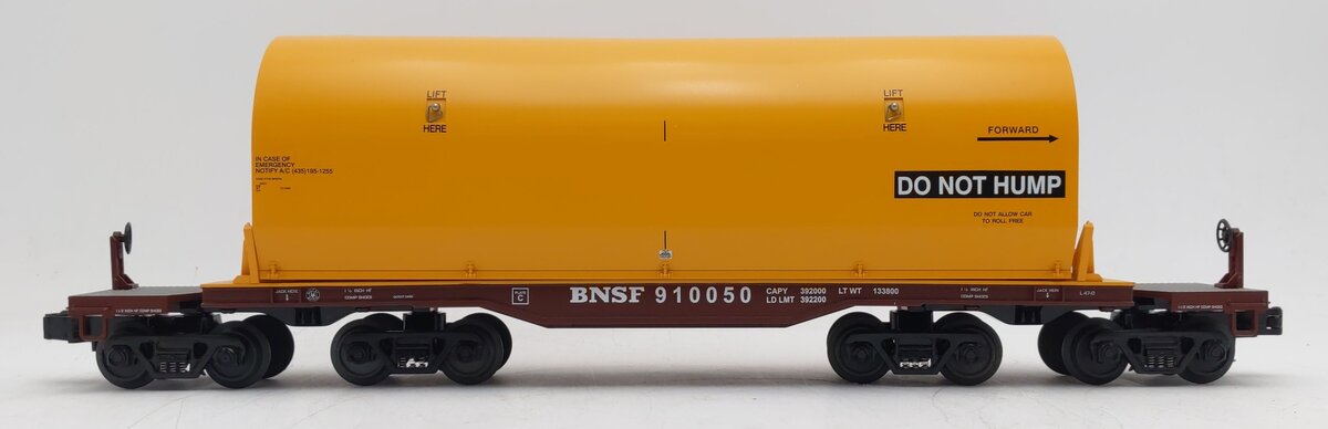 MTH 20-98398 O BNSF 47' TTX Heavy Duty Flat Car w/Cover #910050 EX/Box