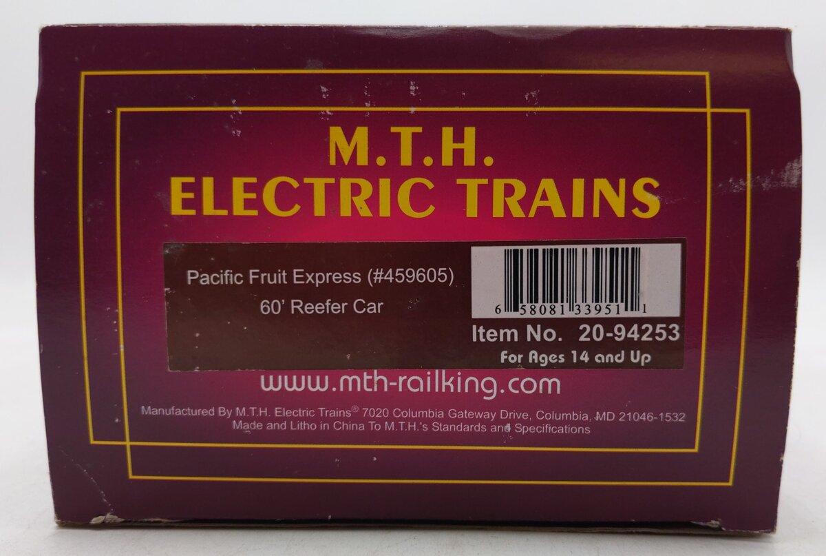 MTH 20-94253 O Gauge Pacific Fruit Express 60' Reefer LN/Box