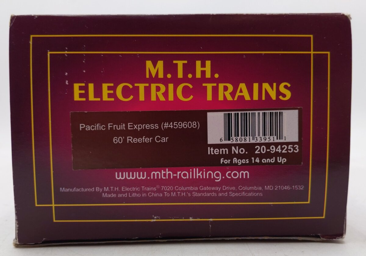 MTH 20-94253 O Pacific Fruit Express 60' Reefer EX/Box