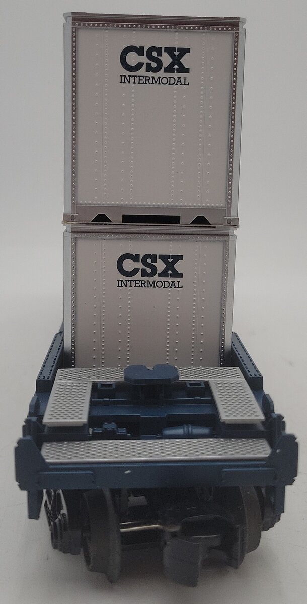 MTH 30-4213A O Gauge CSX Husky Stack Car w/ Intermodal Containers #620156 EX/Box