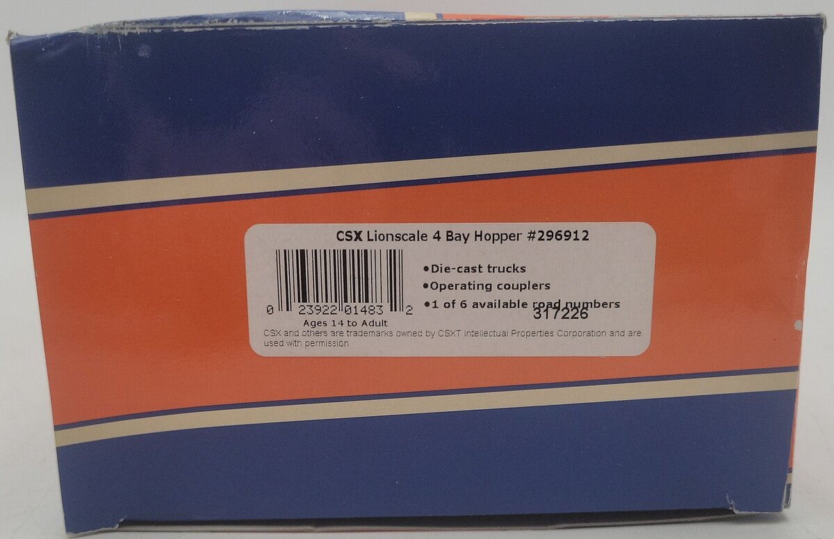 Lionel #296912 O Gauge Lionscale 4-Bay Hopper Car EX/Box