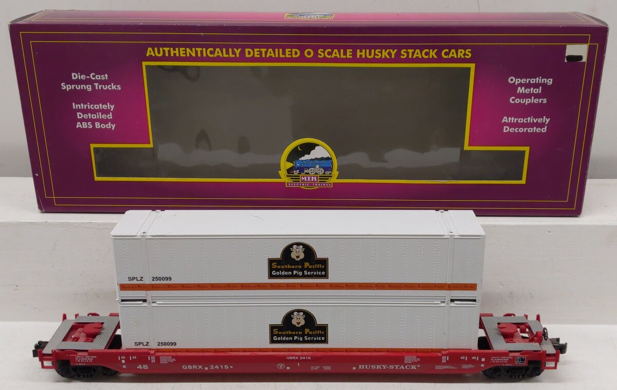MTH 20-95003 O Gauge Southern Pacific Husky Stack Car #2415 w/Containers EX/Box
