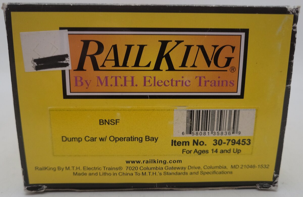 MTH 30-79453 O Gauge BNSF Operating Dump Car #901516 EX/Box