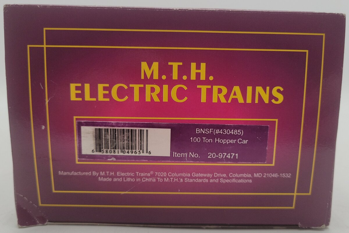 MTH 20-97471 O Gauge BNSF Hopper Car #430485 EX/Box